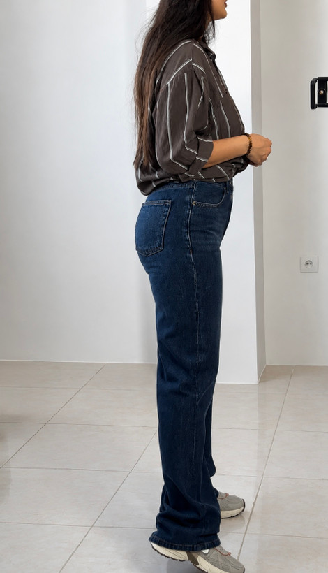 شلوار جین جکپات ریزشی نیم بگ سورمه ای